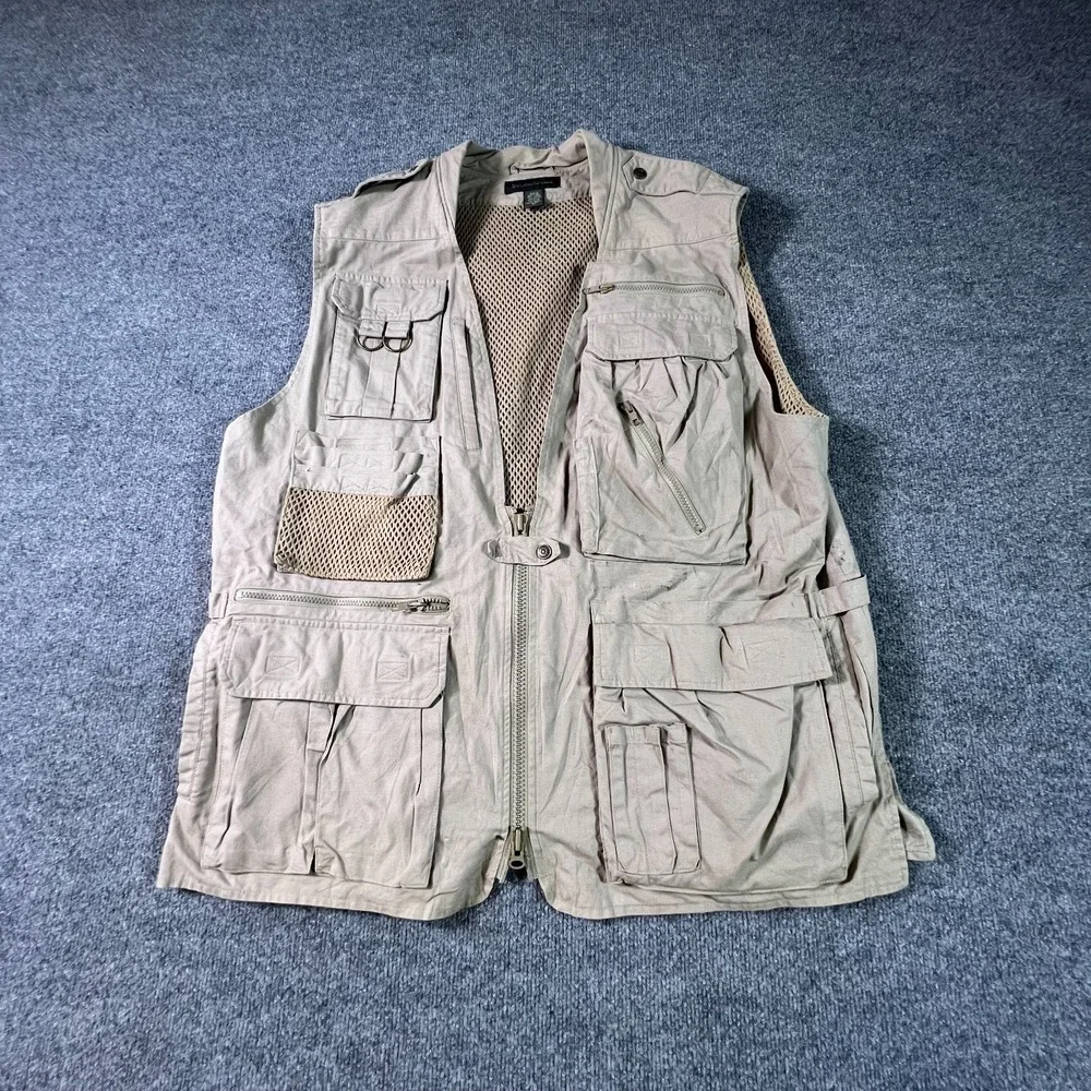 Banana Republic Mens XL Gray Utility Fishing Photography Vest Multi-Pocket Lined